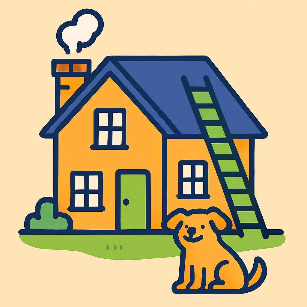 Drawing of a house with a chimney